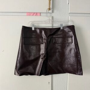 Dark maroon Leather Mini Skirt